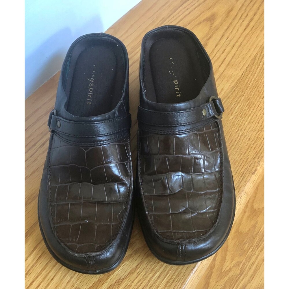 Easy spirit shoes Brown Croc Print Slide Mule Size 5 1/2
